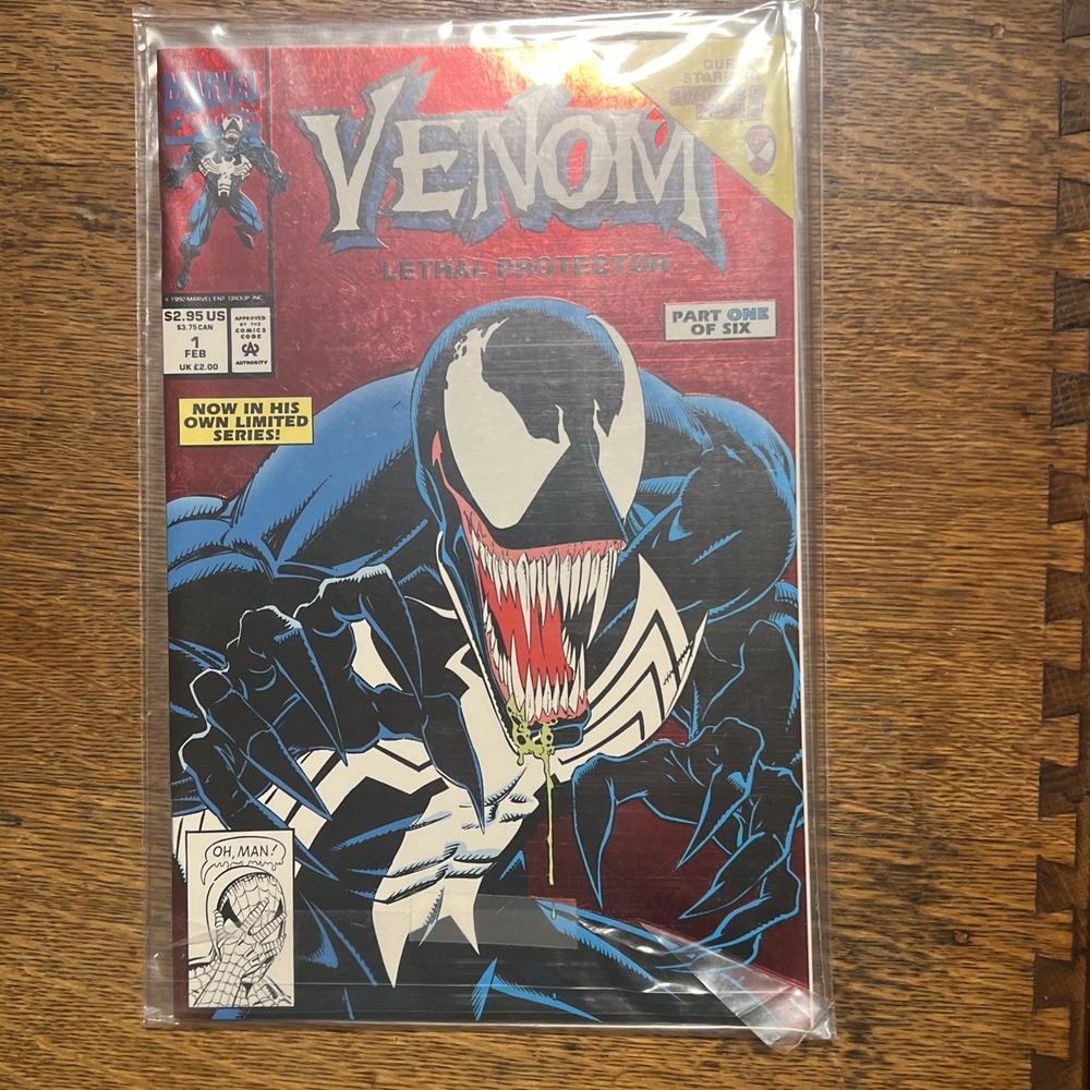 VTG Venom #1 Lethal Protector Red Foil Cover NM+ (NOT GRADED) White Pages